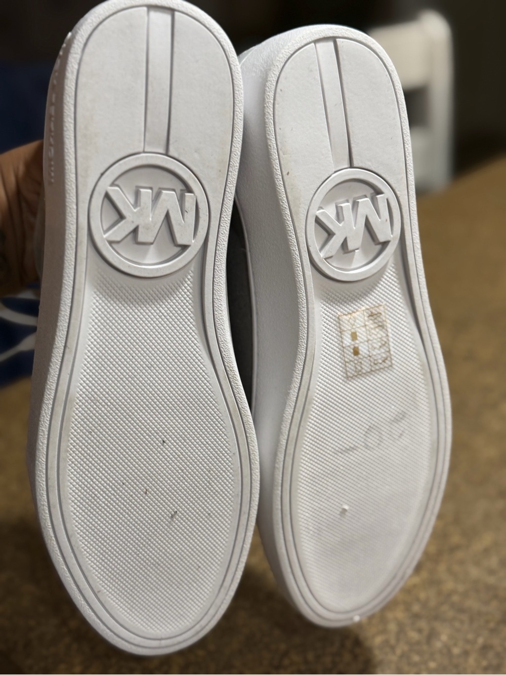 Michael Kors White and Silver Metallic Panel Sneakers - Picture 4 of 8